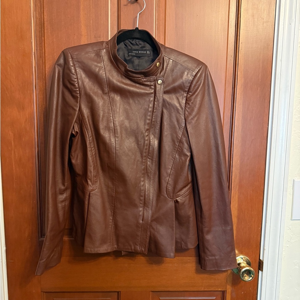 Zara Chestnut Leather Jacket
